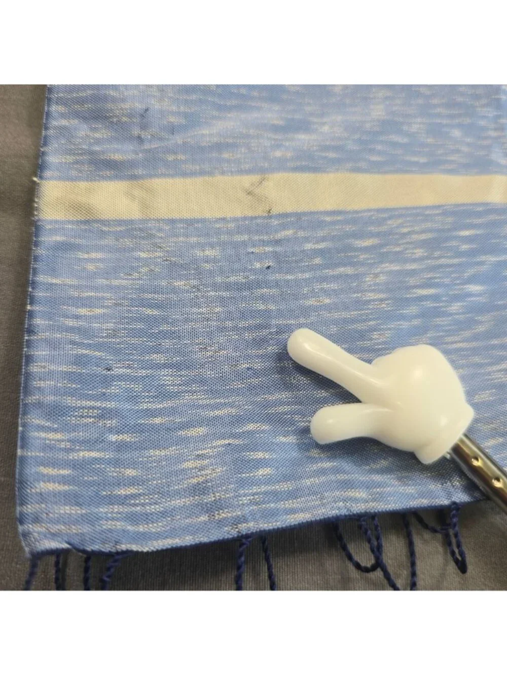 Artisans Angkor Handmade Scarf Blue Fringe Design Lightweight Silk